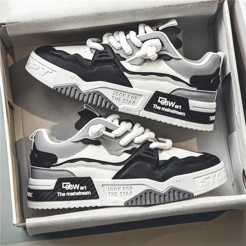 Men's Thick Platform Mesh Lace-Up Sneakers | Casual Shoes