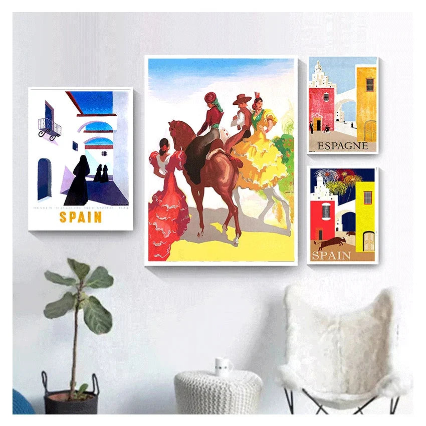 Travel to Spain Vintage Canvas Wall Poster | Pop Art Print