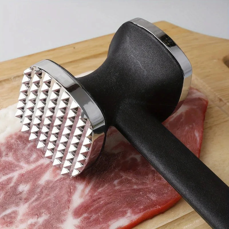 Stainless Steel Meat Tenderizer Hammer with Rubber Grip