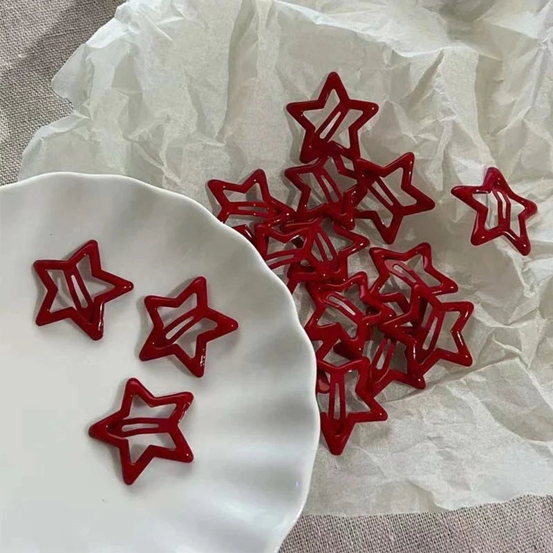 5-Pack Red Star Metal Snap Hair Clips – Fashion Barrettes