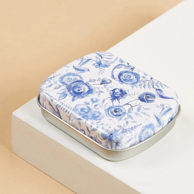 Mini Tin Box Metal Hinged Empty Tins Lid Portable Rectangular Small