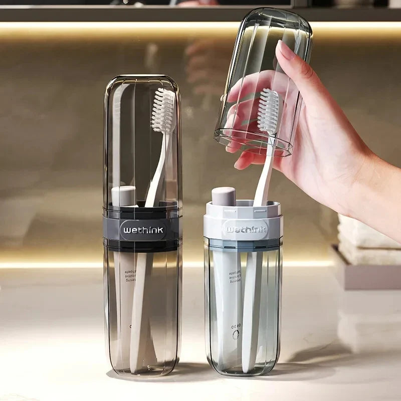 Portable Clear Toothbrush Travel Case Hard Shell All-in-one Organizer