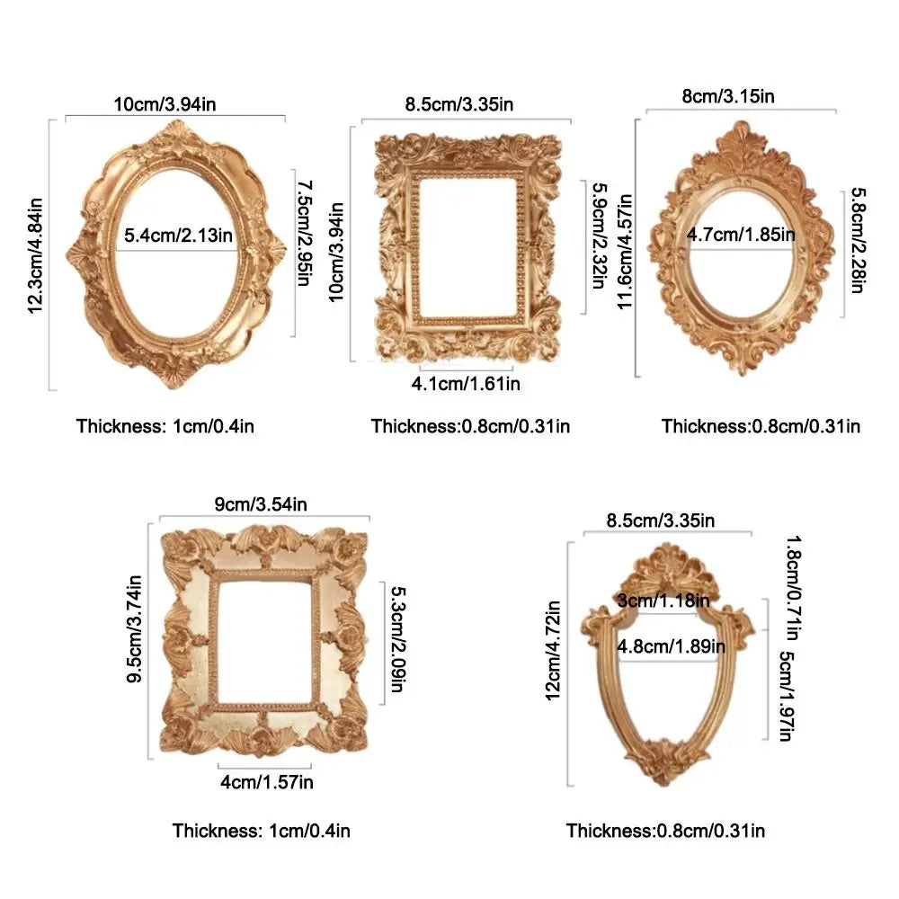 European Victorian Golden Retro Photo Frame Pictures Frames Nail Art