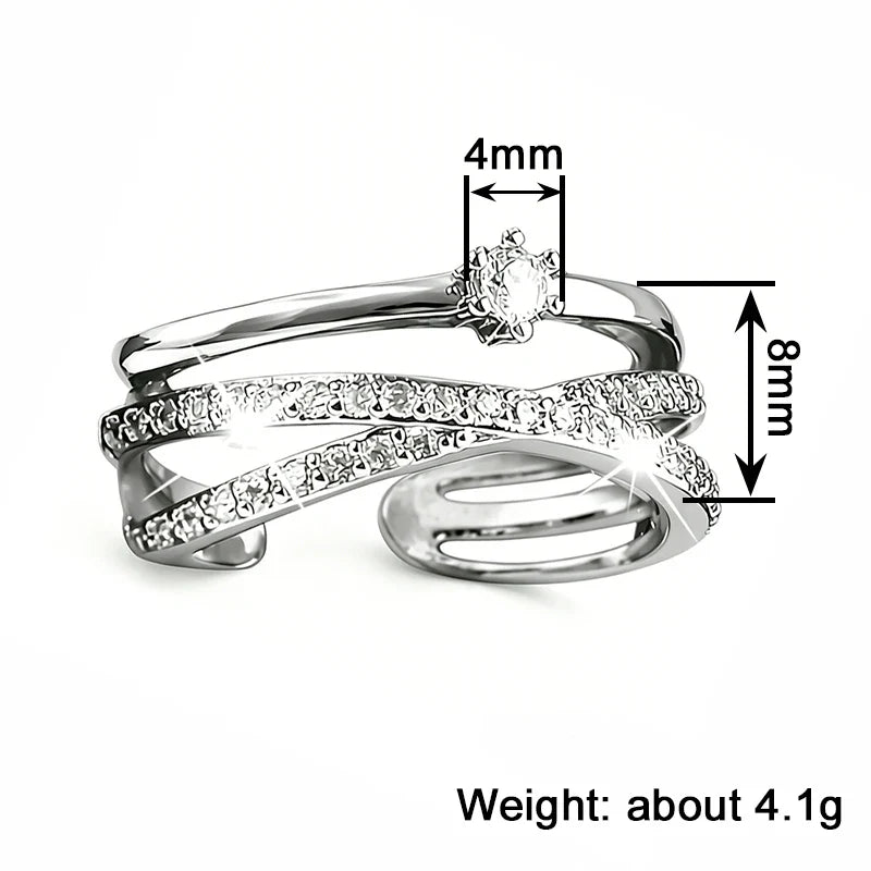 Huitan Cross Ring for Women – Cubic Zirconia Pave Band