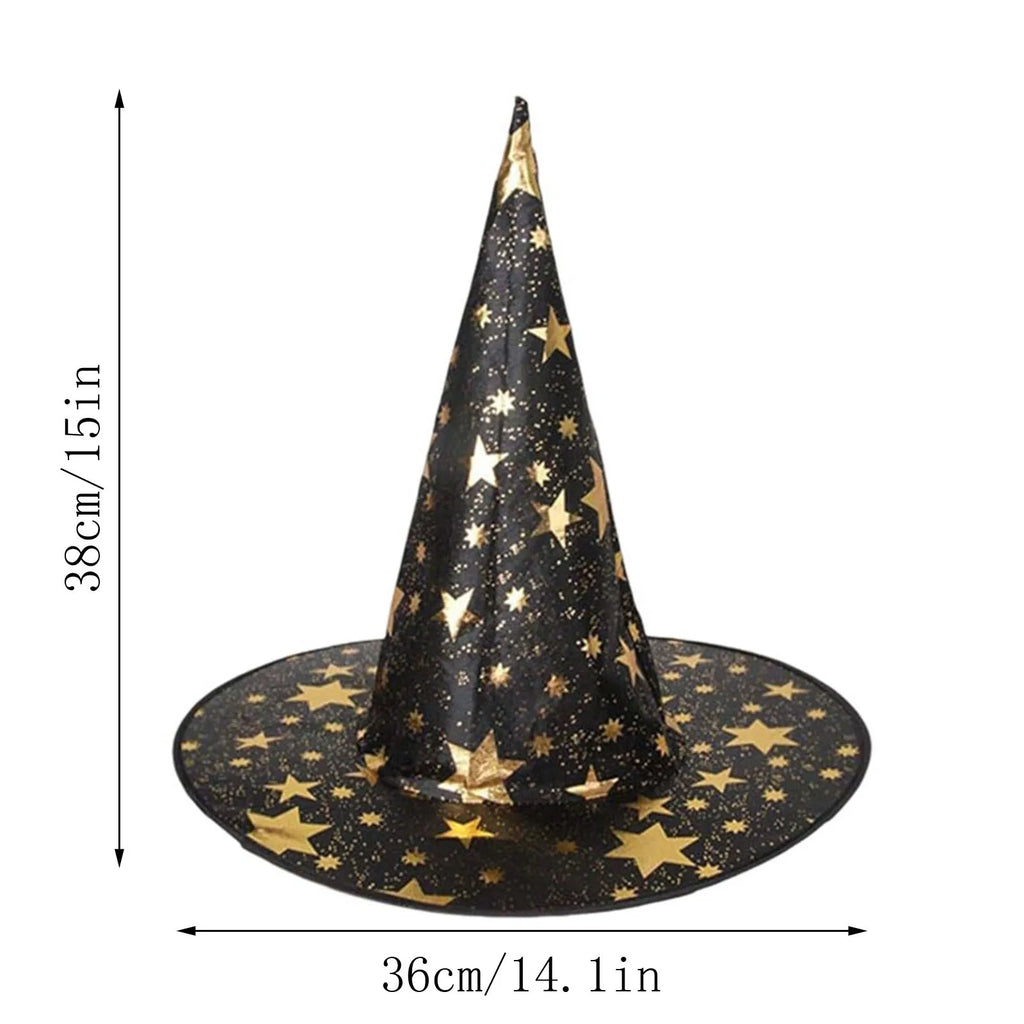Halloween Witch Wizard Hat – Bronzing Pentagram for Kids & Adults
