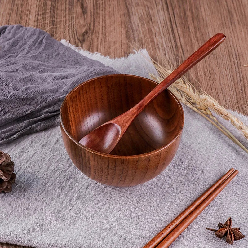 Japanese Acacia Wooden Bowl – Kids' Anti-Drop Salad Bowl