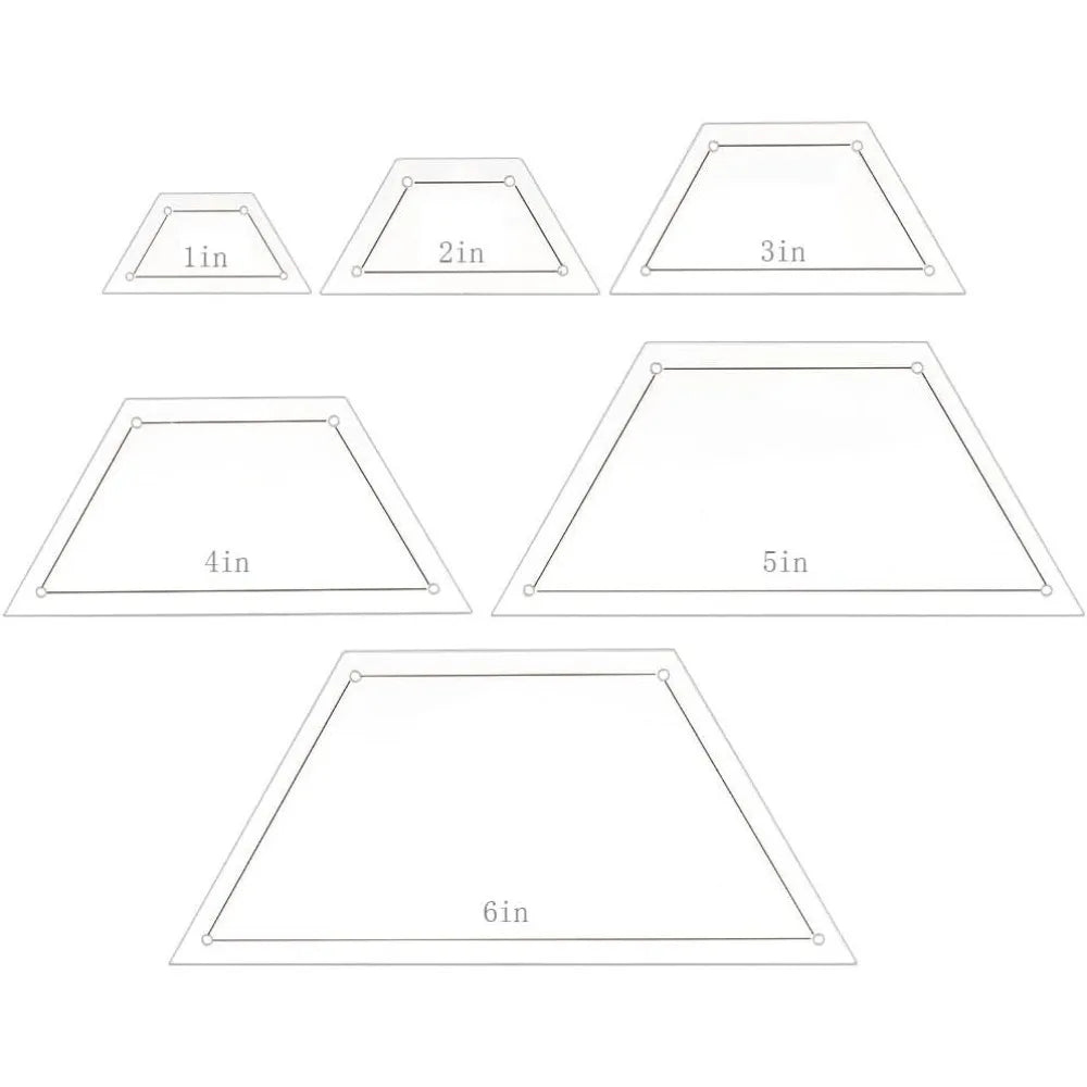 6-Pc Acrylic Quilting Half Template Rulers Set – 1 to 6 Inch