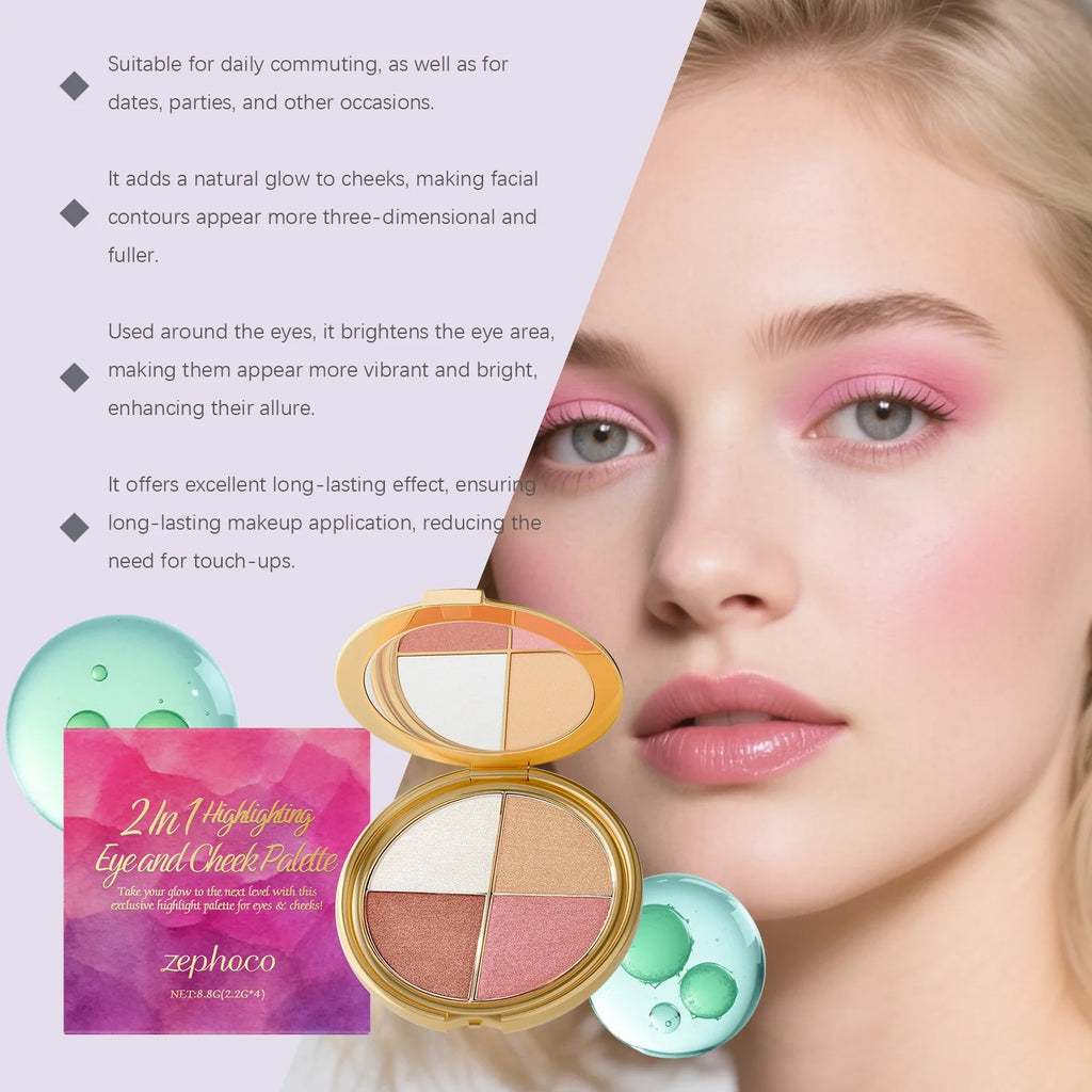 Eelhope 3-in-1 Palette | Highlighter, Eyeshadow & Blush
