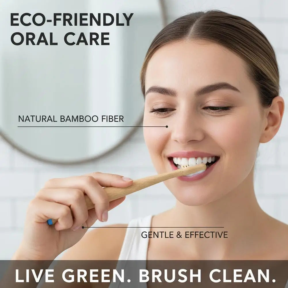 Natural Bamboo Toothbrush – Soft Boar Bristles, Plastic-Free