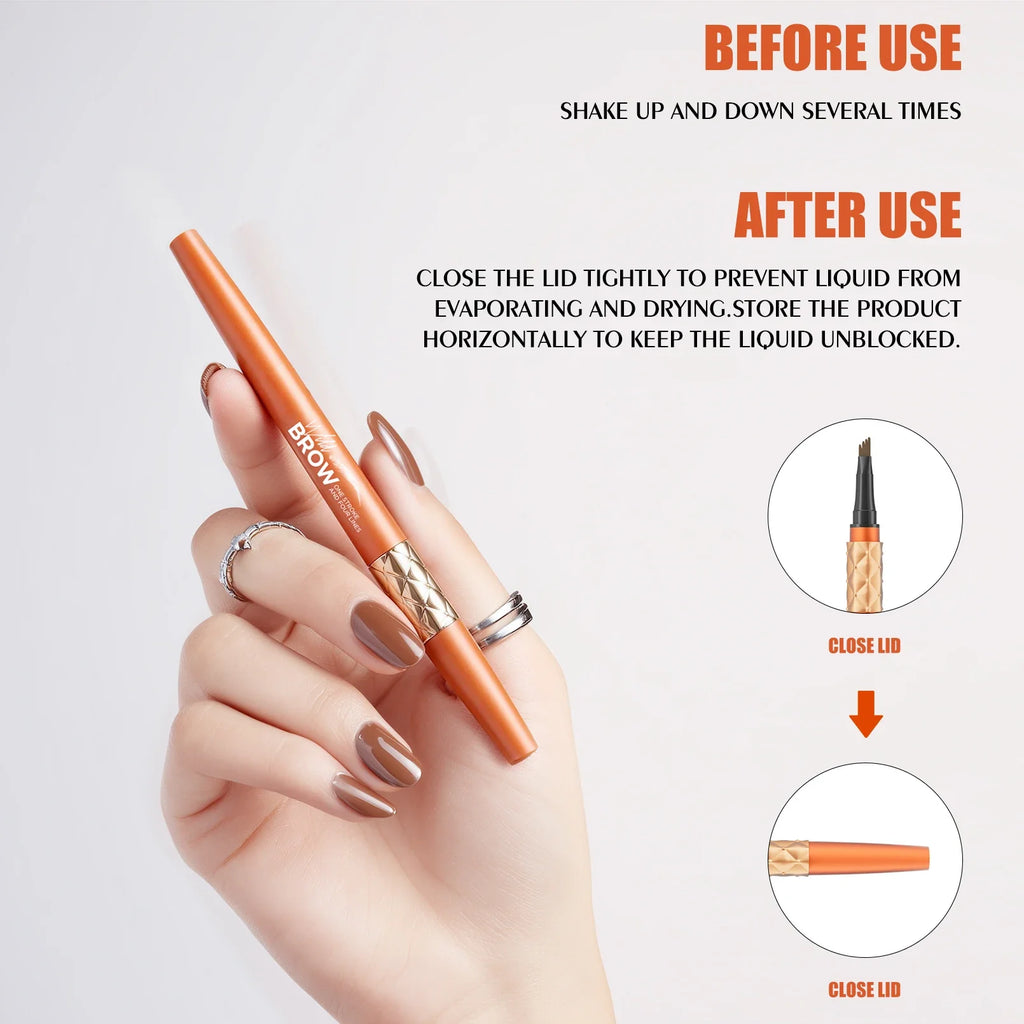 Hello Kiss 4-Tip Waterproof Liquid Eyebrow Pen | 3D Microblading