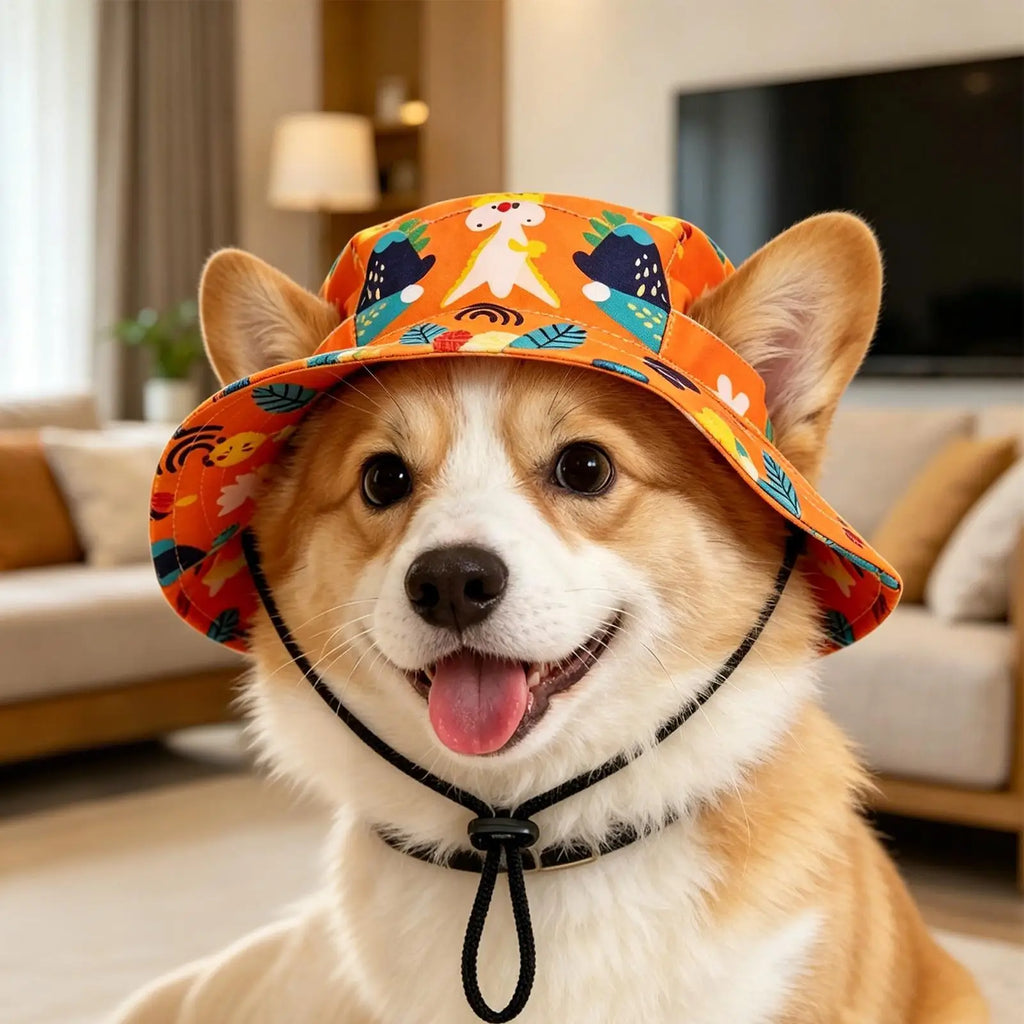 Adjustable Dog Sun Hat with Ear Holes – Breathable, UV Cover