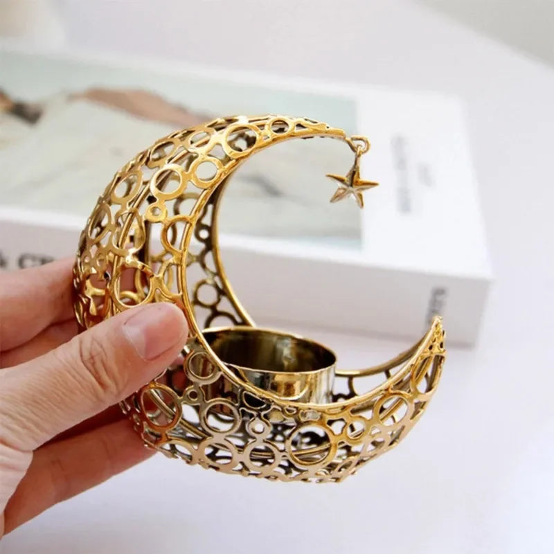 Ramadan Moon Metal Candle Holder – Eid Mubarak Home Decor