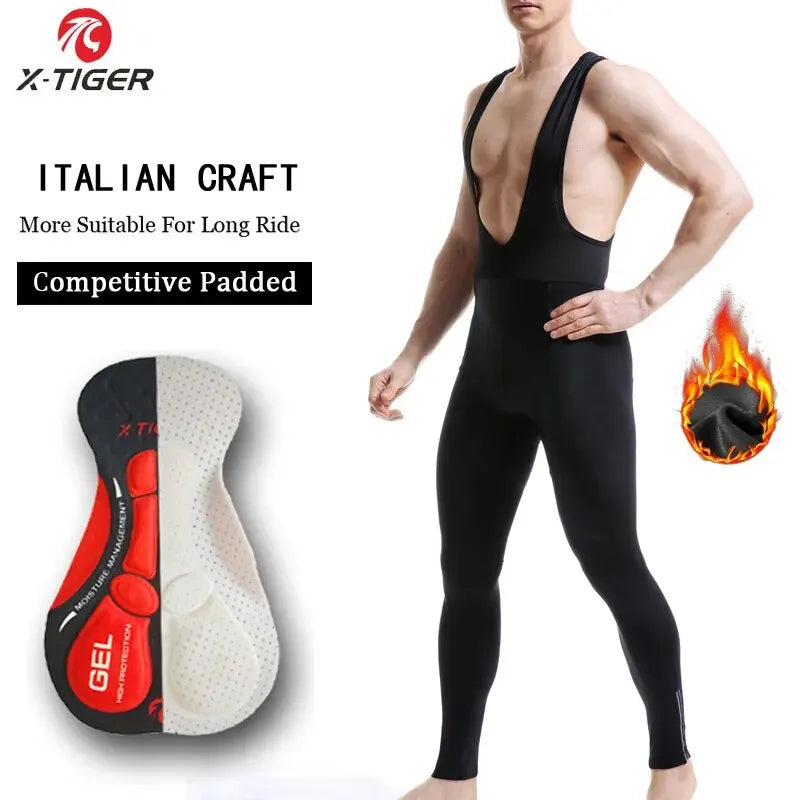 X-TIGER Winter Thermal Cycling Bib Pants – Men's 5D Gel Pad