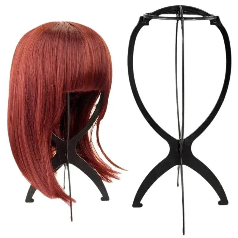 Black Folding Wig Stand – Adjustable Portable Display Holder