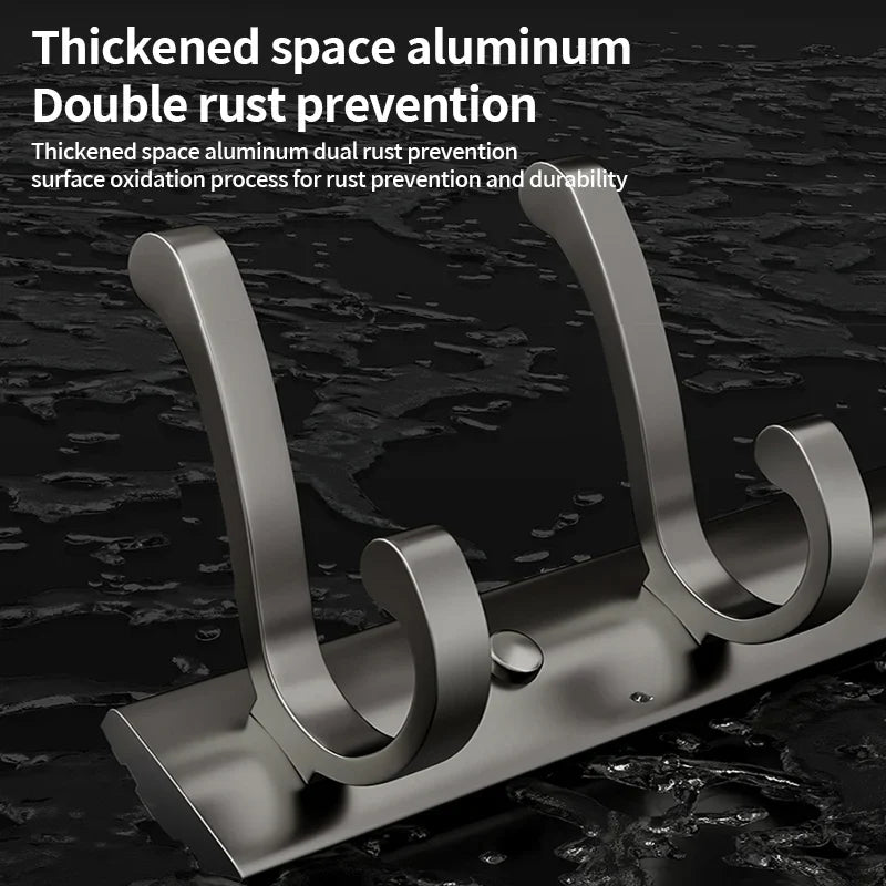 YUNJIEYA 6-Hook Aluminum Wall Rack | Bathroom & Kitchen Hooks