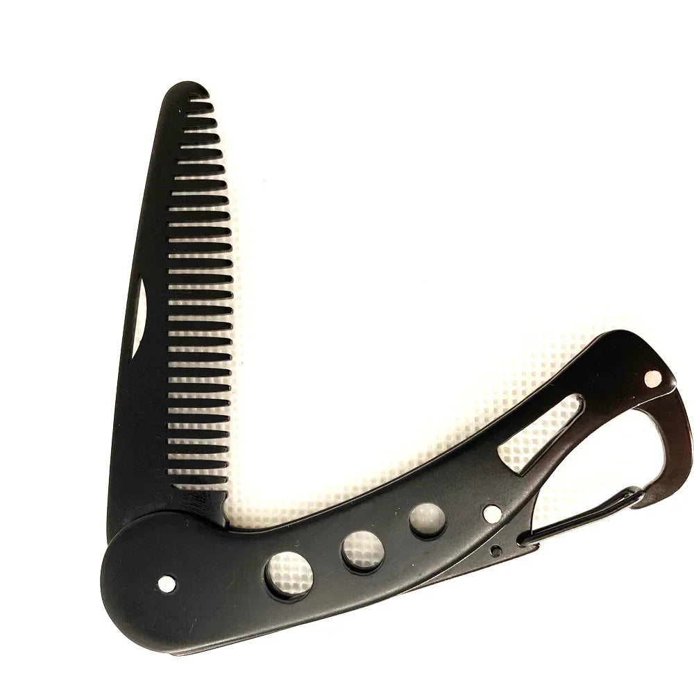 Stainless Steel Folding Beard Comb – Anti-Static Men's Comb