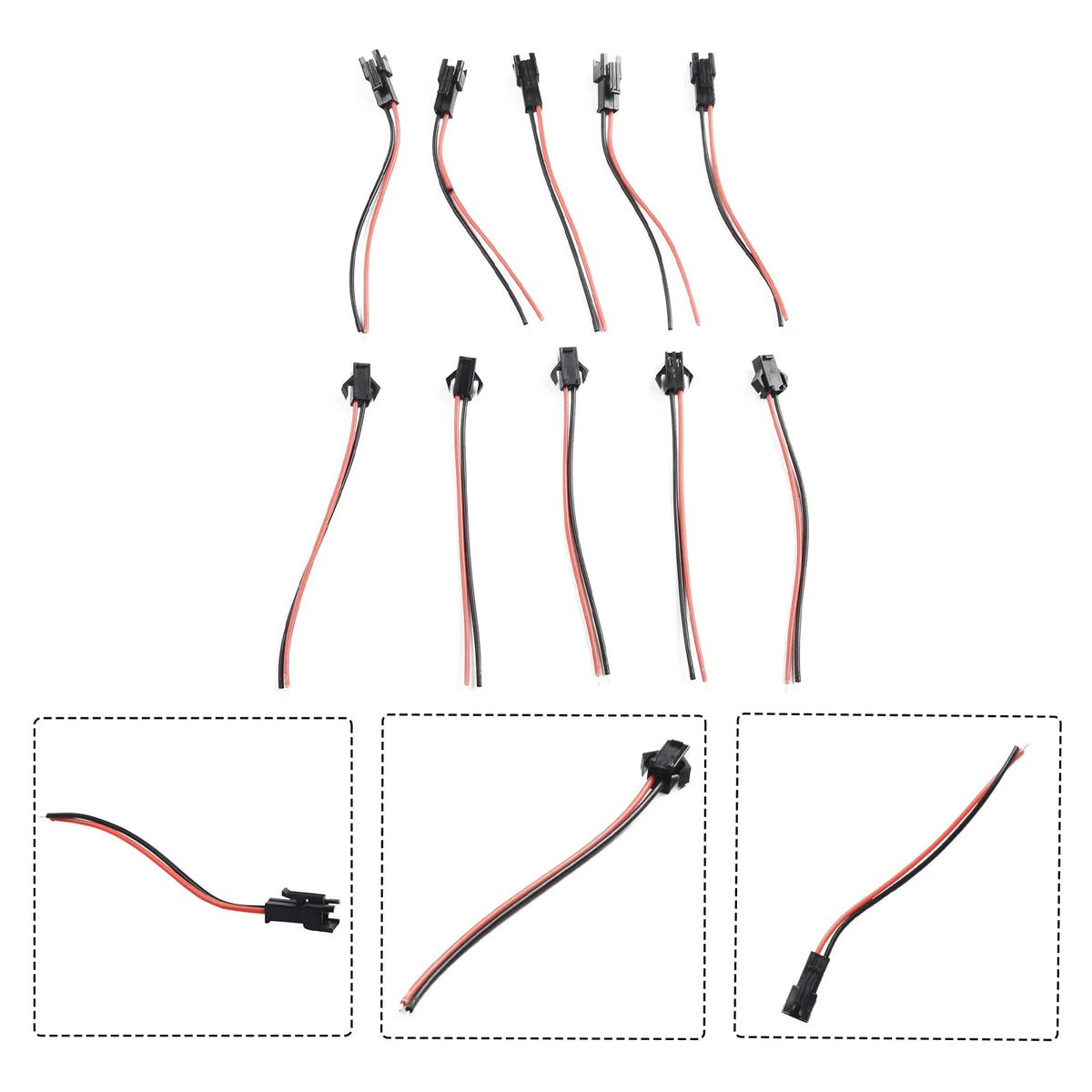 2.54mm SM 2-Pin Connector Cables for LED Strips – 5 or 10 Pairs