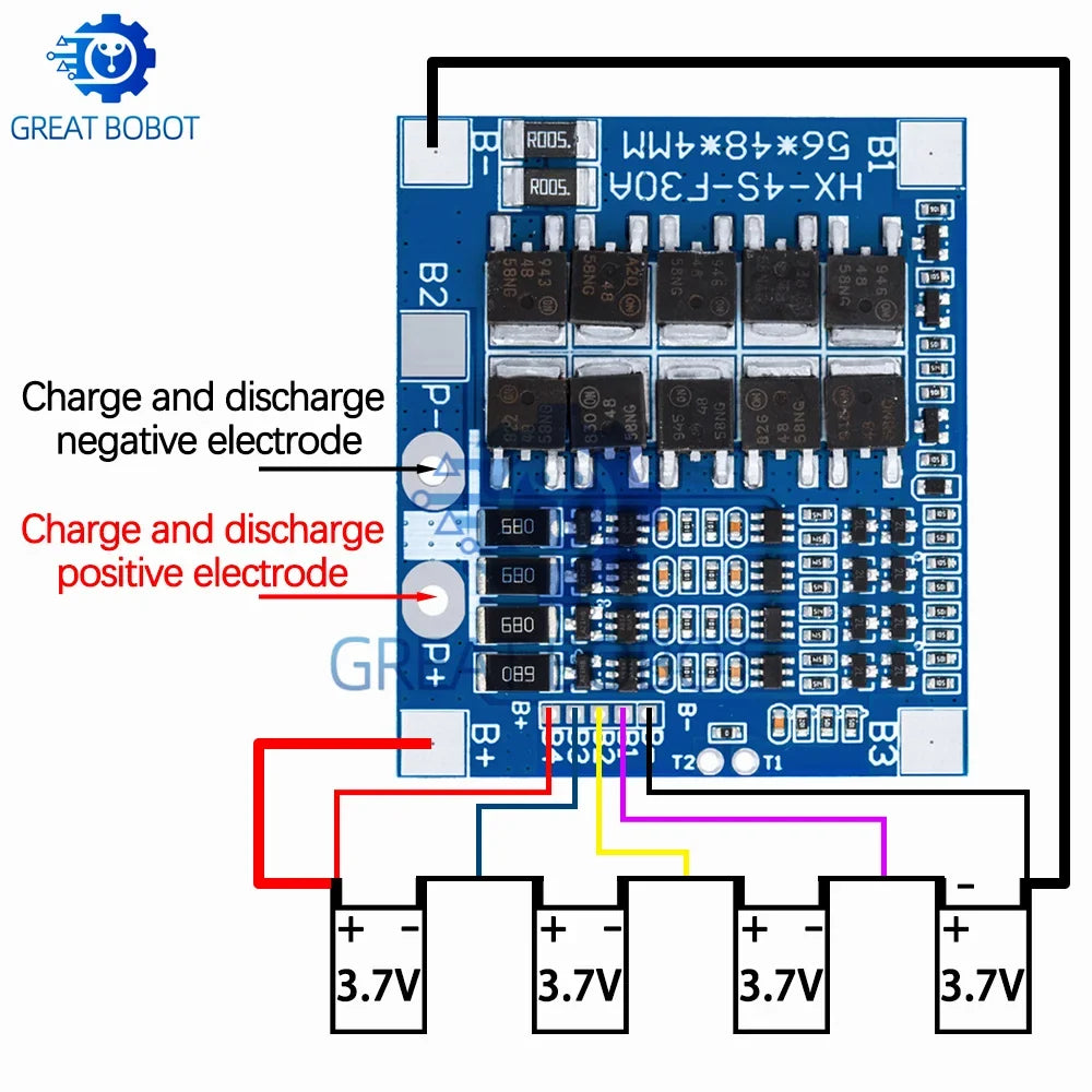 4S 30A BMS LiFePO4 Lithium Battery Protection Board with Balance