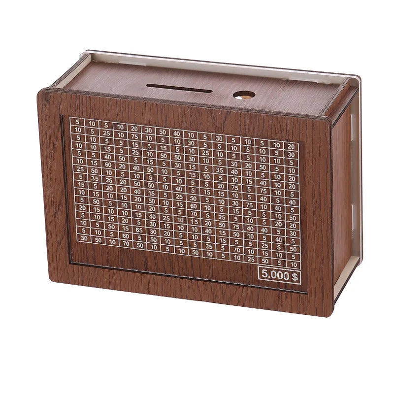 Wooden Money Box Counter Vintage Palace-style Transparent Piggy Bank