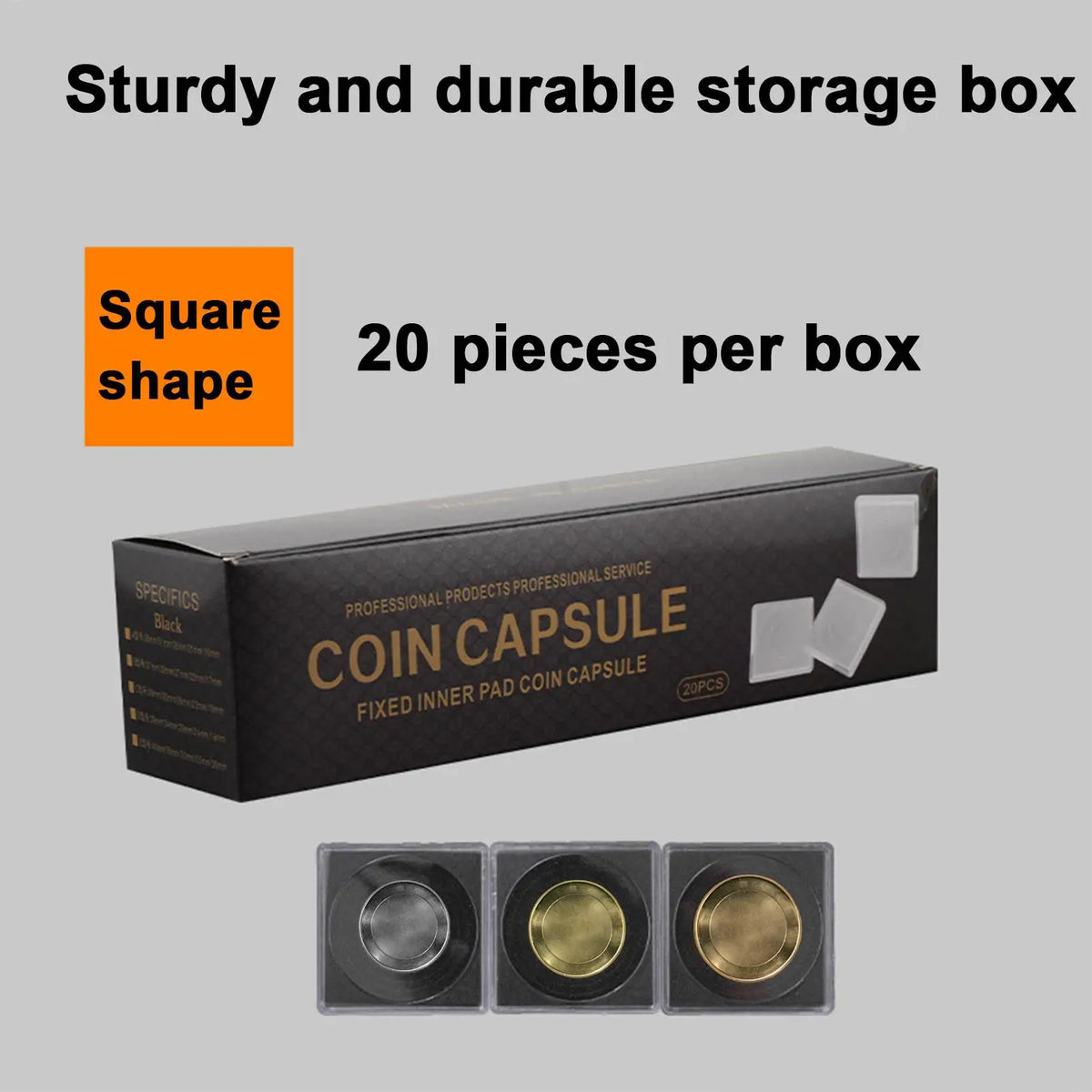 Clear Acrylic Coin Capsule Holders – 20pc Shockproof Display