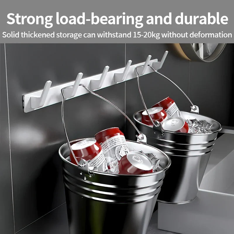 YUNJIEYA 6-Hook Aluminum Wall Rack | Kitchen & Bathroom Hooks