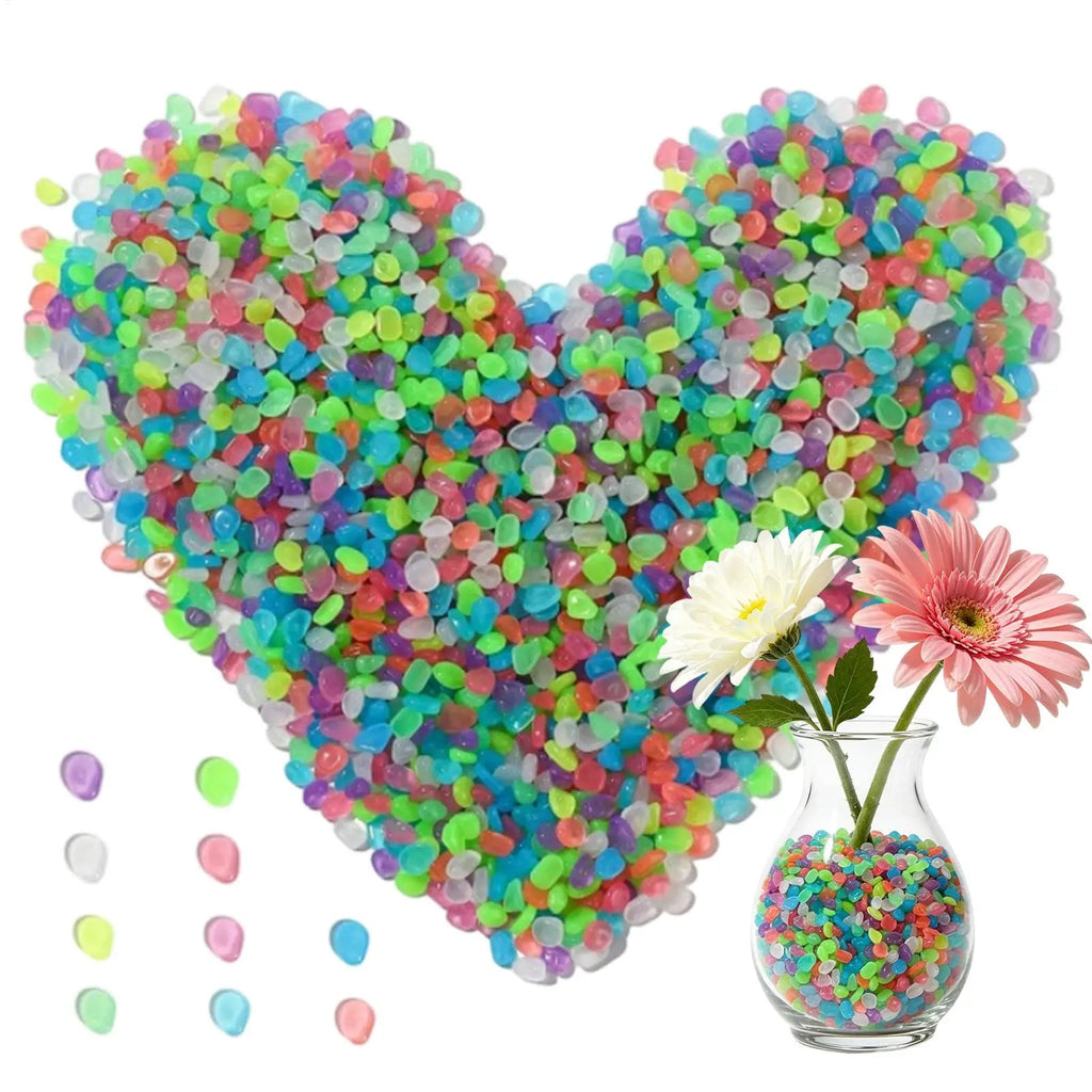 Glow in the Dark Stones 1000pcs – Luminous Garden & Aquarium Rocks