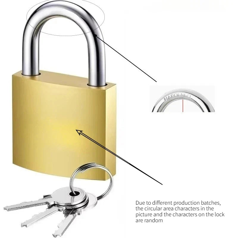 Golden Heavy-duty Keyed Padlocks Keys Large Locks Secure Locker