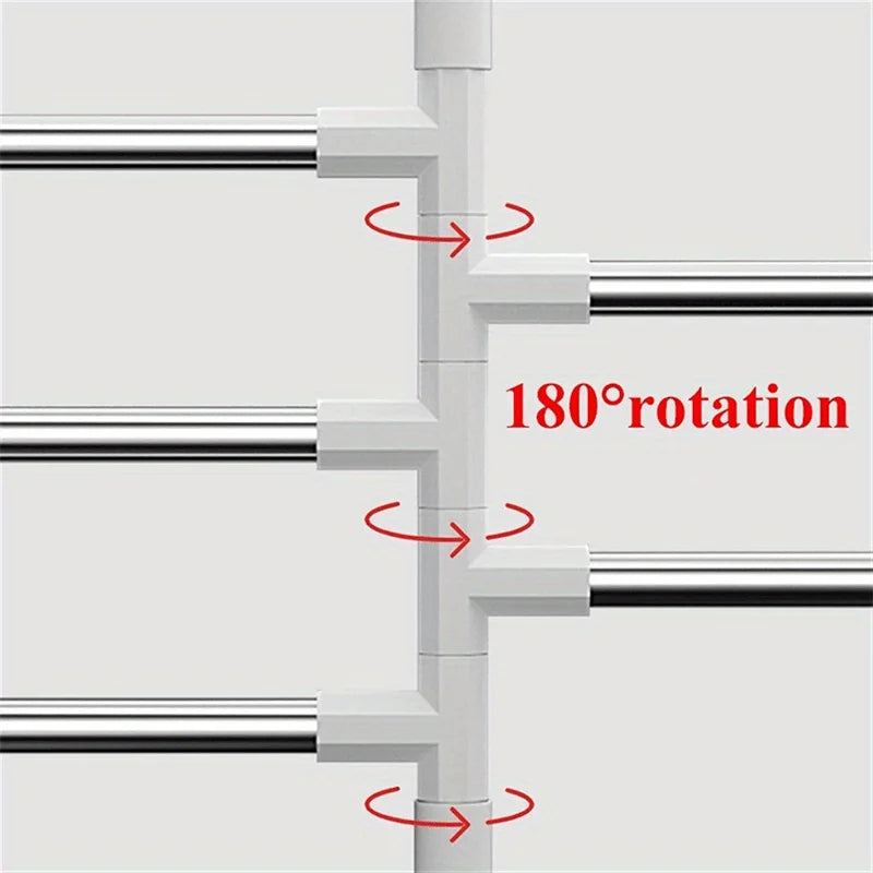 Silver Aluminum Swing Arms Towel Rack Save Space 5-Bar Hanger Wall