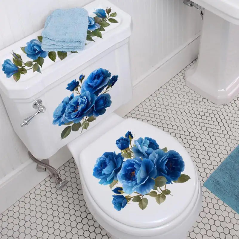 Floral Butterfly Toilet Sticker – Waterproof PVC Bathroom Decal