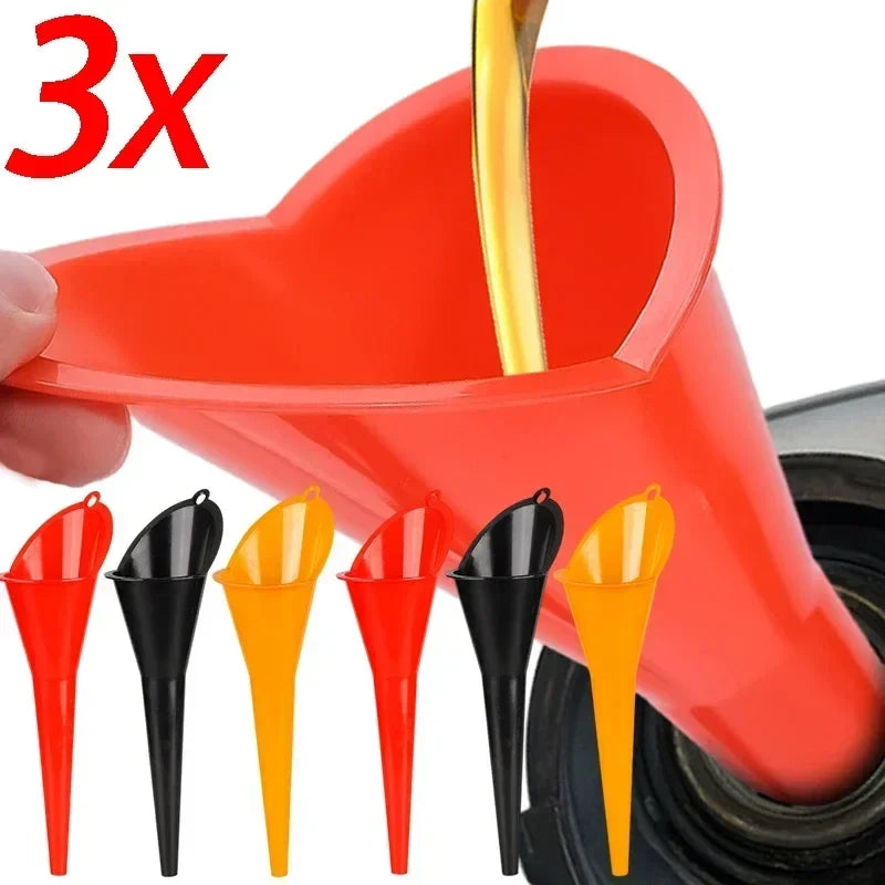 Long Stem Oil Funnel 3-Pack – Anti-Splash Car & Motorcycle