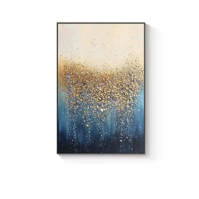 Hand-Painted Abstract Oil Painting on Canvas | Gold Foil Wall Art