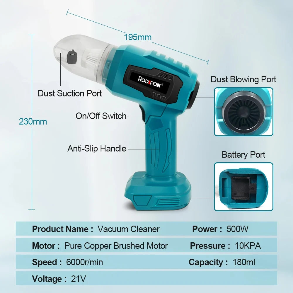 Cordless Handheld Car Vacuum & Blower for Makita 18V Battery