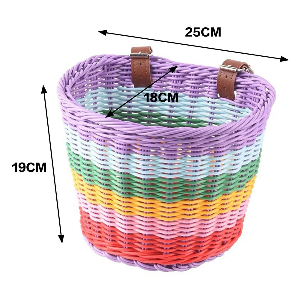 Kids Rainbow Front Handlebar Bike Basket – Vintage Woven Style