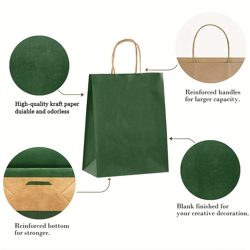 60-Pack Kraft Paper Gift Bags with Handles – Foldable & Reusable