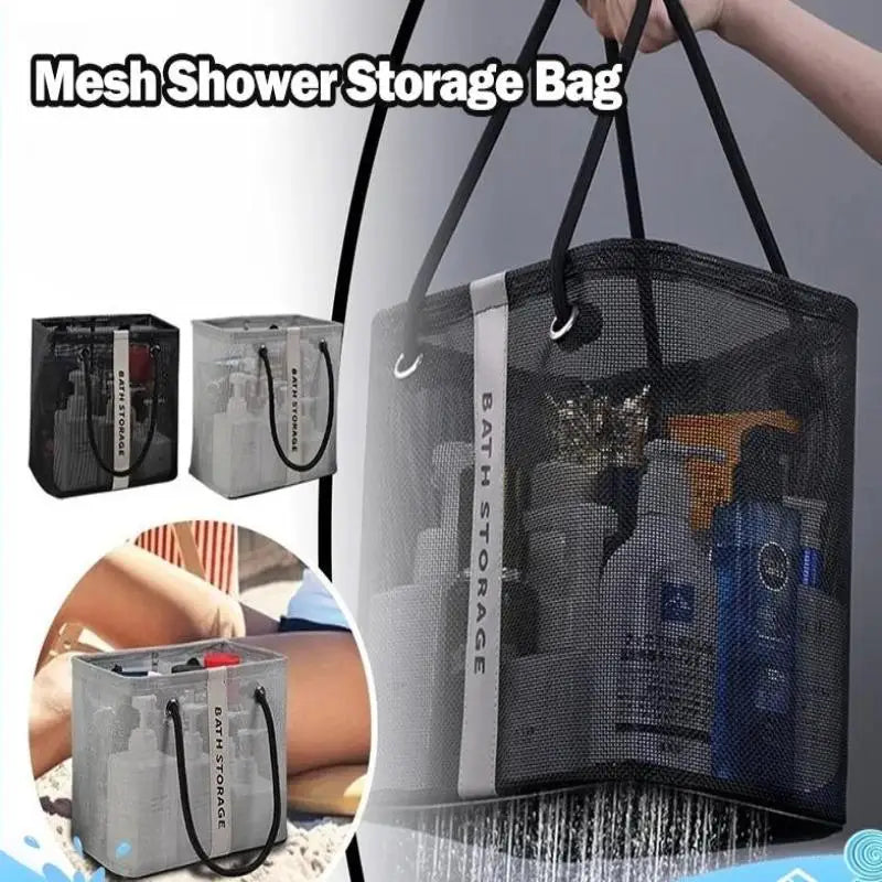 Portable Mesh Shower Tote Bag – Large Toiletry Organizer