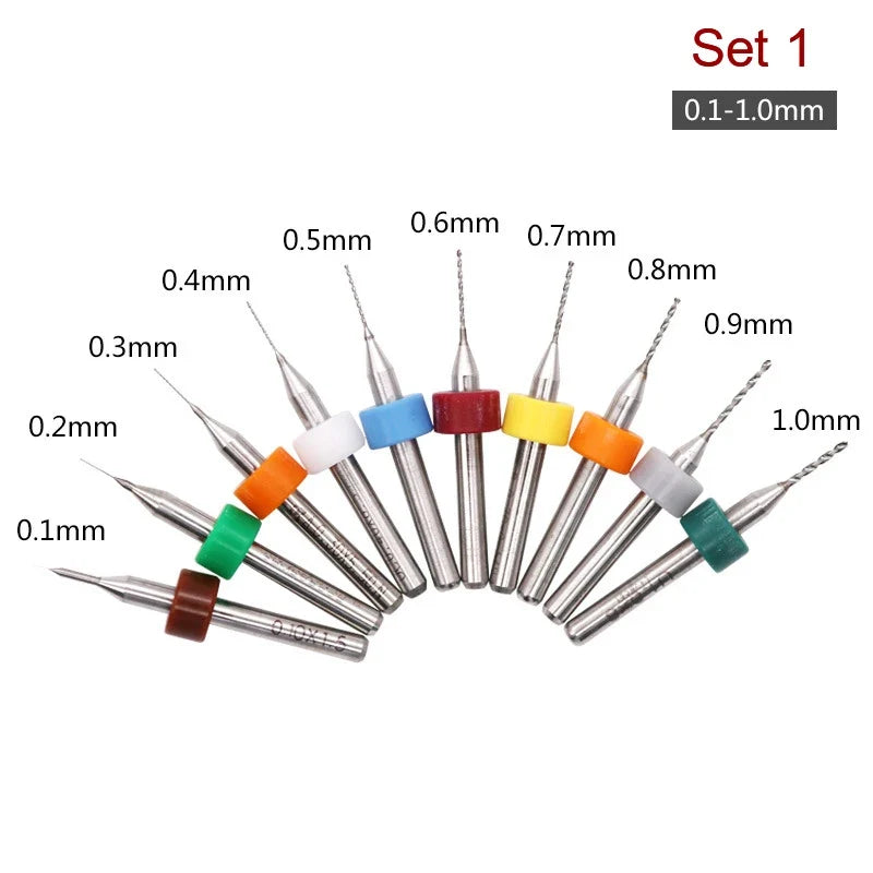 10-Pc Carbide Micro Drill Bits Set for PCB Circuit Boards