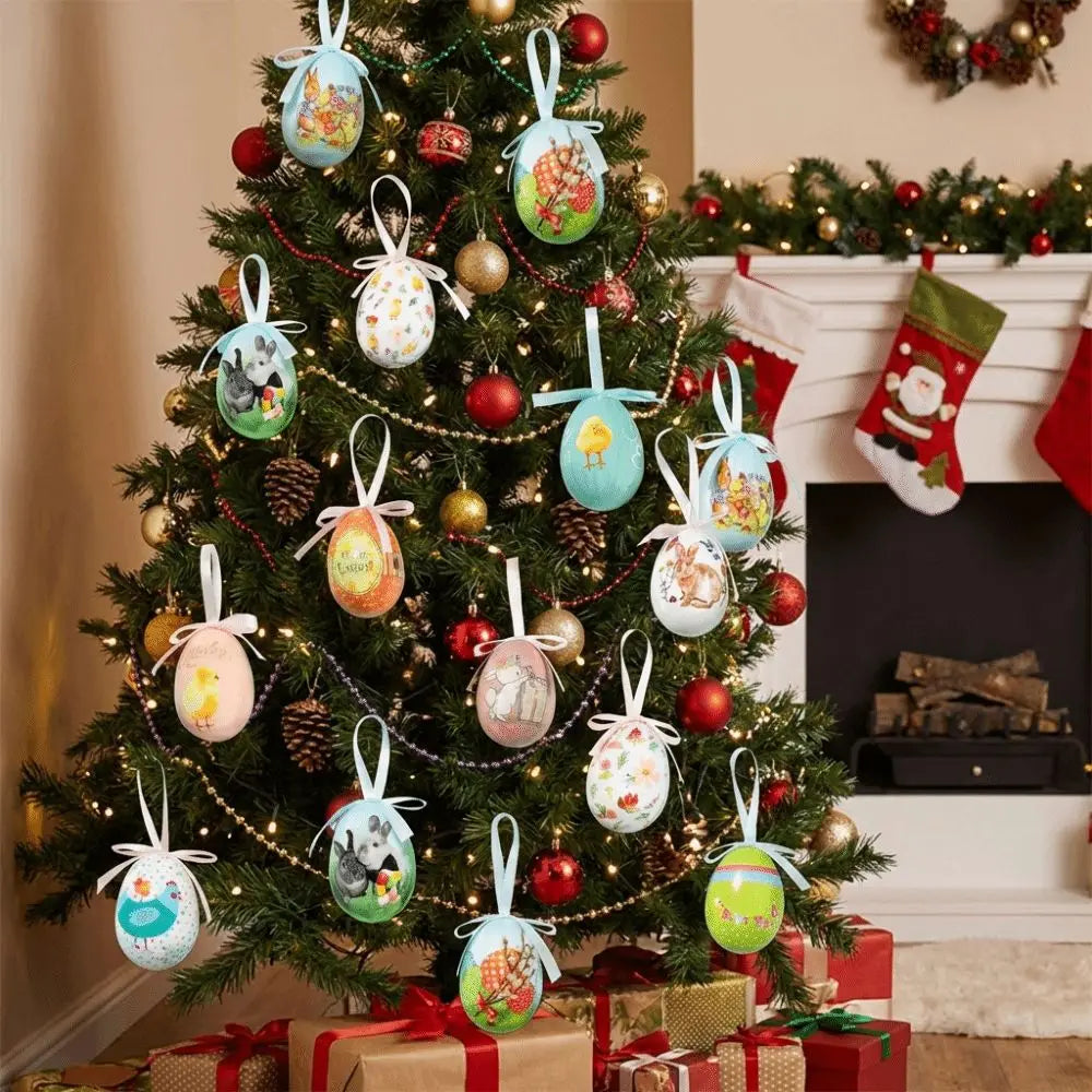 Painted Foam Easter Egg Hanging Ornaments – 3 Pack DIY Décor