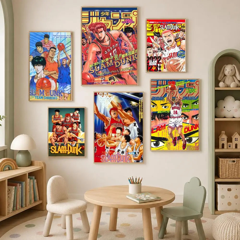 Slam Dunk Anime Self-Stick Wall Poster – HD Waterproof Art