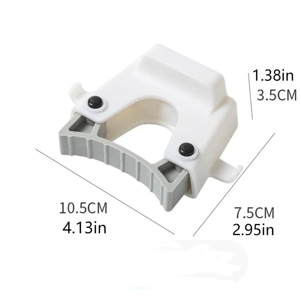 Punch-Free Wall-Mounted Mop Holder Rack with Hook | ABS Clamp
