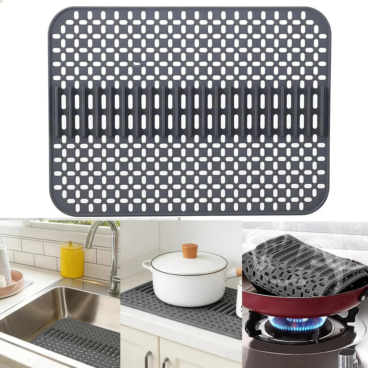 Silicone Sink Mat Protector 16.9"×12.5" | Non-Slip Kitchen Pad