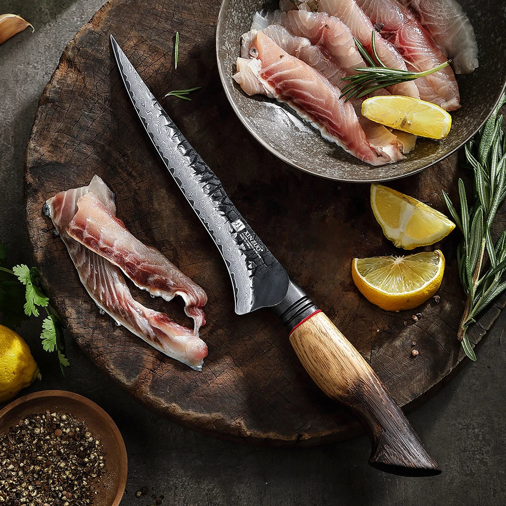 XINZUO 7.5" Damascus Steel Fillet Knife – 67-Layer Forged Blade