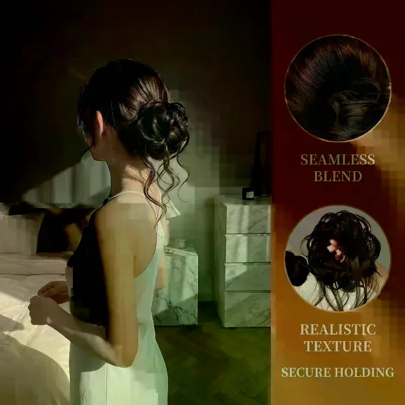 Wispy Dragon Bun Hair Extension – Messy Curly Clip-On Updo