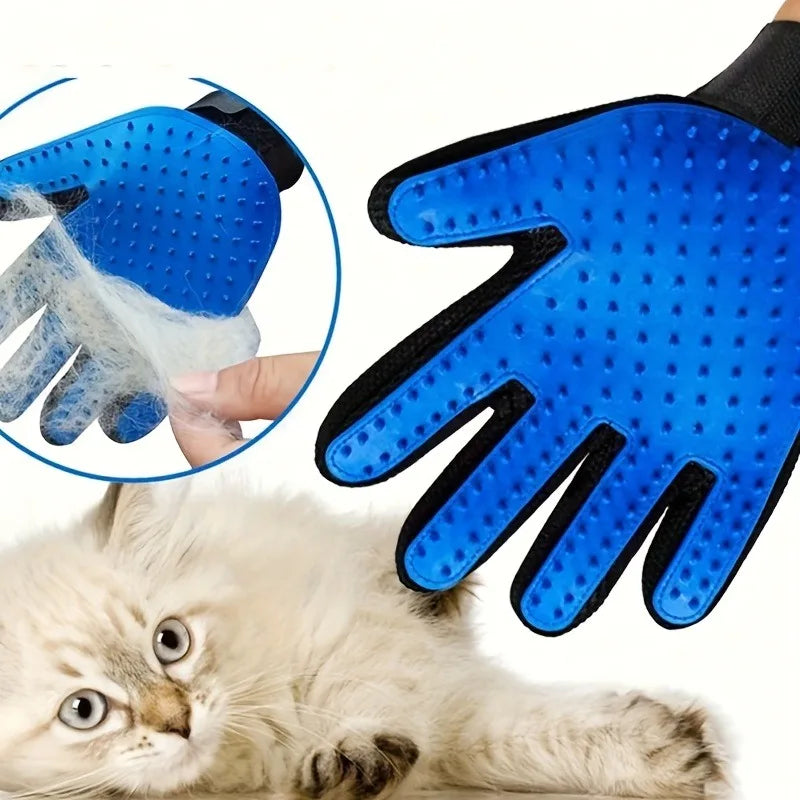2-in-1 Pet Grooming Gloves | Silicone Deshedding for Dogs & Cats