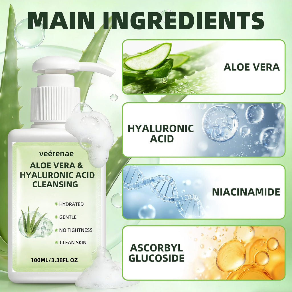 Aloe Vera & Hyaluronic Acid Face Wash – All Skin Types