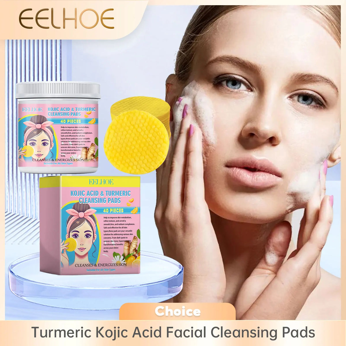 EELHOE Turmeric Kojic Acid Facial Cleansing Pads 40 Pcs
