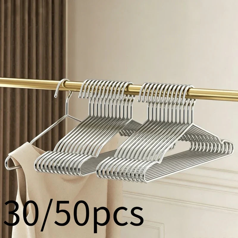 30 Heavy Duty Stainless Steel Hangers Ultra Thin Space Saving Clothes