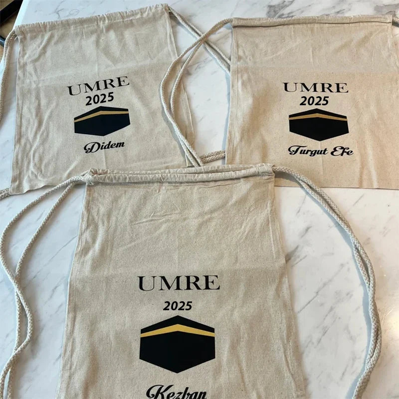 Personalized Umrah Mubarak Kaaba Drawstring Bag | Islamic Gift