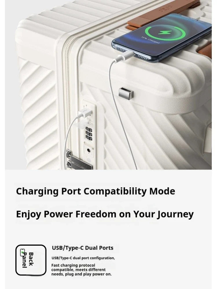 Waterproof PC Hardshell Spinner Suitcase | TSA Lock & Cup Holder