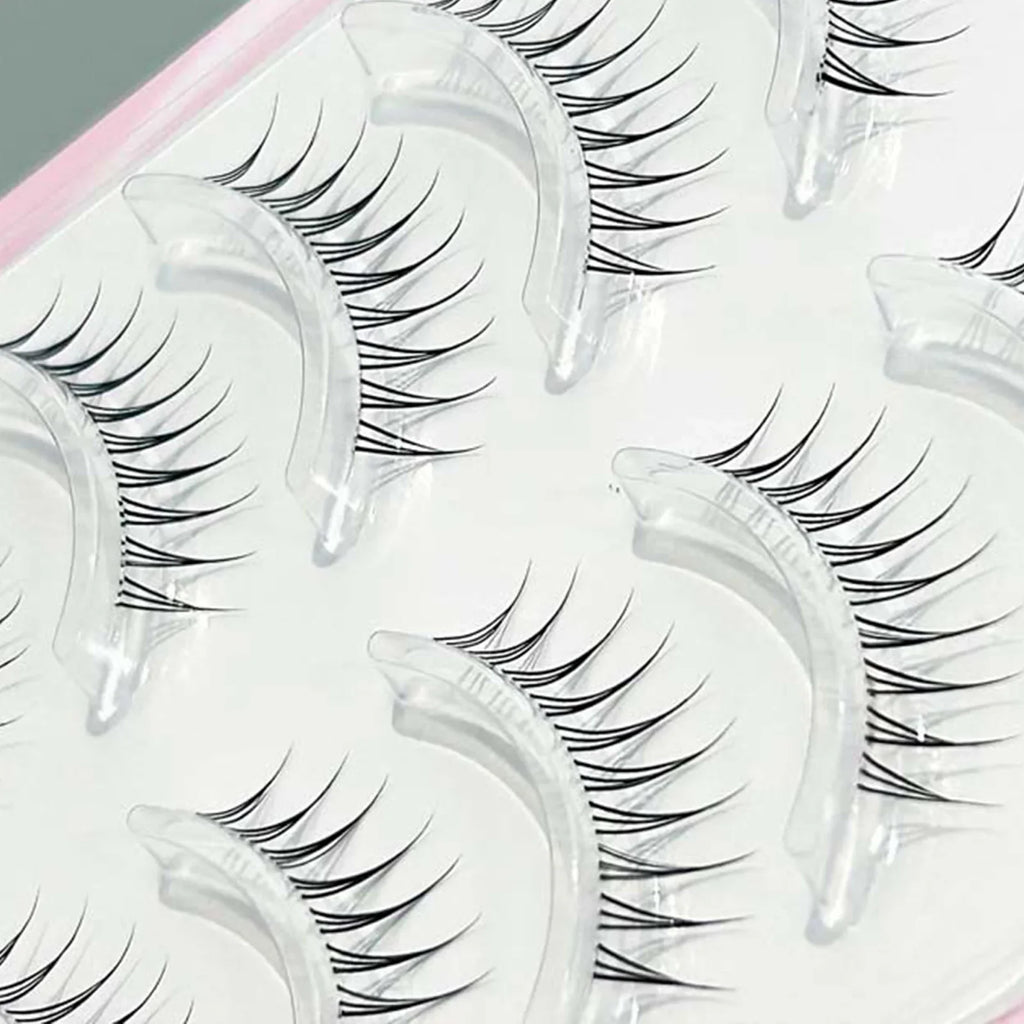 Korean Natural False Eyelashes 8-11mm K-Pop Strip Lashes 5 Pairs