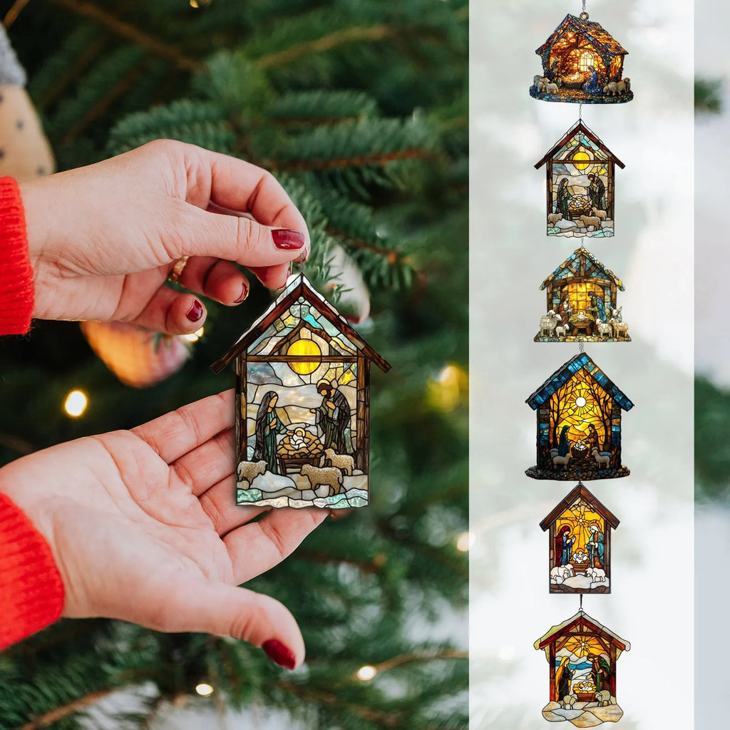 Nativity Scene Suncatcher – Stained Acrylic Window Ornament